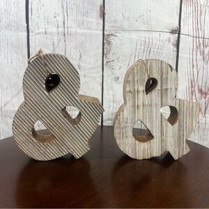 Wooden Ampersand Bookends or Decorative Accent - Distressed White